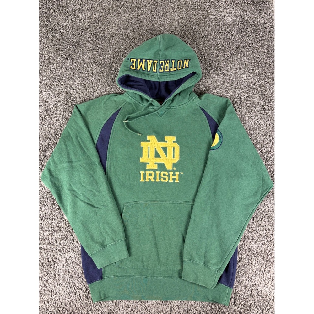 Genuine Stuff Notre Dame Fighting Irish Hoodie Green Navy Y2K Mens Medium